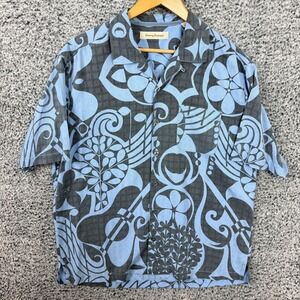 Tommy Bahama Shirt Mens Large Floral Silk Hawaiian Loop Camp Collar Button Up